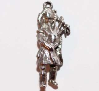 SCOTTISH BAGPIPE PLAYER MAN Vintage Sterling Silver 3D Charm ~SOLID 