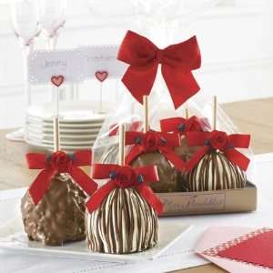 Sweetheart 4 Pack Gourmet Caramel and Chocolate Apple Gift Baskets 