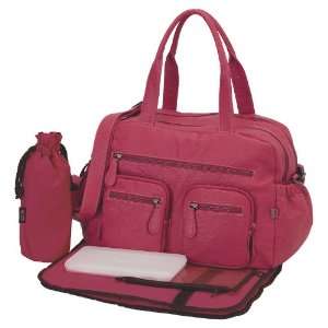   Faux Buffalo Carry All Tote Diaper Bag by Oi Oi   Pink Baby