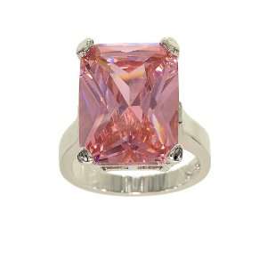  Very Large Pink Cubic Zirconia Single Stone Cockail Ring 