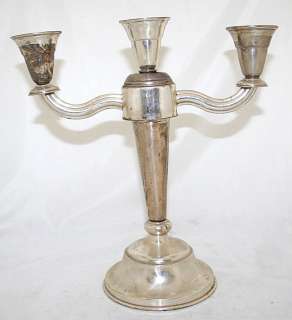 Antique Silver Judaica Shabbat Candle Holder Art Deco 1  