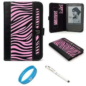  Black and Pink Zebra Executive Leather Book Style Portfolio 