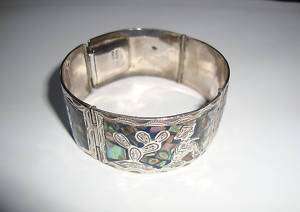 Vintage Sterling Silver Abalone Bracelet Plata Mexico  