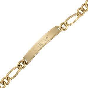 Gold Stainless Steel Mens Engraved ID Bracelet   Personalized Jewelry