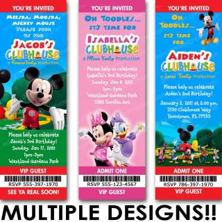 Mickey Minnie Mouse Clubhouse Birthday Party Invitation  