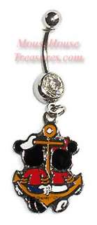 DISNEY MICKEY & MINNIE 2 SIDED DANGLE NAVEL BELLY RING  