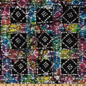  44 Wide Indian Batik Lattice Black Fabric By The Yard 