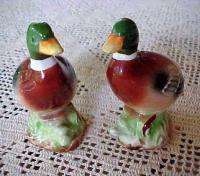 Vintage Salt & Pepper Shakers Mallard Ducks Porcelain  IN 