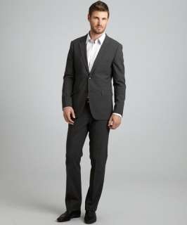 Theory heather grey stretch wool Xylo JS Godsford 2 button suit with 