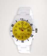 toywatch yellow plastic stained glass plasteramic link bracelet watch