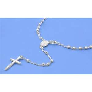   Italian Sterling Silver Rosary 22mm Cross (20in) Length Jewelry