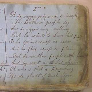 Rare Black American Slave Song Poetry Handwritten Book  