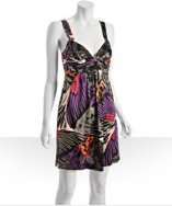 style #306339801 purple abstract butterfly satin v neck dress