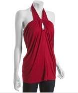 Casual Couture by Green Envelope scarlet stretch jersey draped halter 