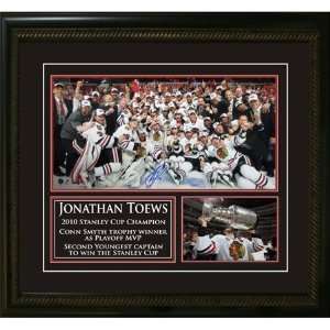 Jonathan Toews Autographed/Hand Signed 10 X 20 Etched Mat 