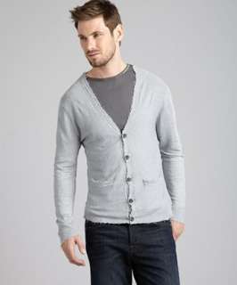 Edun grey linen raw edge cardigan sweater  