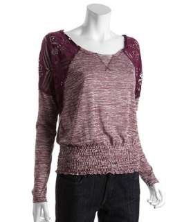 Free People plum heather Jasper cutout panel long sleeve top