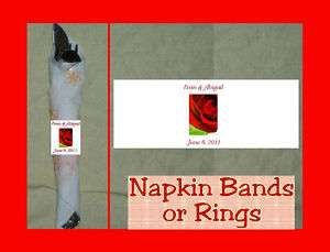 Wedding Roses Custom Personalized Napkin Bands Rings  