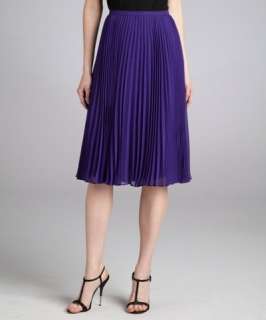 Halston Heritage purple pleated long skirt