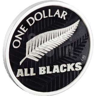 ALL BLACKS RUGBY Fern Silver Coin 1$ New Zealand 2011  