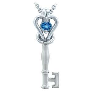   Silver and Blue Topaz Love Knot Key Pendant Vishal Jewelry Jewelry