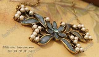 fashion crystal imitate pearl butterfly Necklaces Pendant  