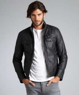 Kenneth Cole Reaction black faux leather zip up jacket