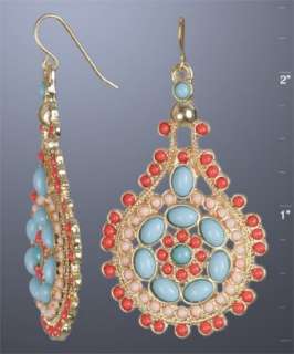 Kenneth Jay Lane turquoise and coral teardrop earrings   up to 