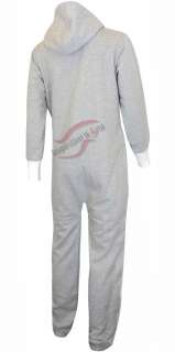 MENS WOMENS HOODED ALL IN ONE PIECE ONESIE SUIT JUMPSUIT TRACKSUIT 