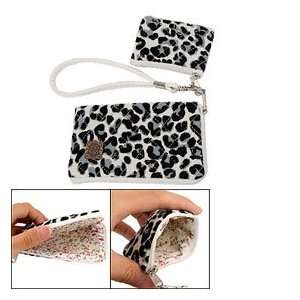   Leopard Print White Hand Strap Cell Phone Holder Purse Bag