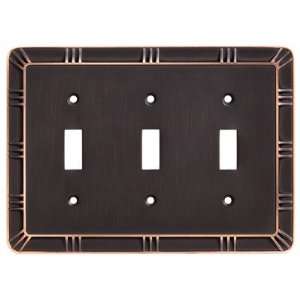 Liberty Hardware 135871, Triple Switch Wall Plate, Bronze with Copper