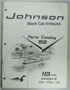 Original 1959 Johnson Motors Outboard Parts Catalog 18 HP Models FD 