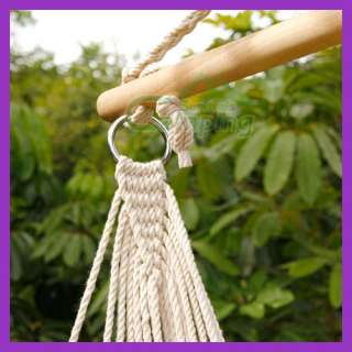 Hammock Cotton Swing Camping Hanging Rope New Chair Wooden Beige White 