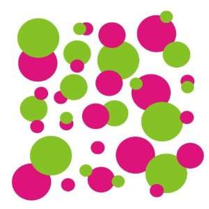 set of 106 Hot Pink and Lime Green polka dots Vinyl wall lettering 