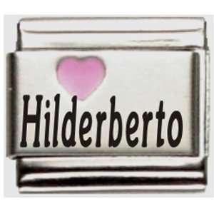    Hilderberto Pink Heart Laser Name Italian Charm Link Jewelry