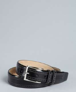 Mezlan black tooled trim leather belt   
