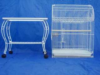 PARROT BIRD CAGE DOMED W/STAND 24x16x53 115DM WHITE  