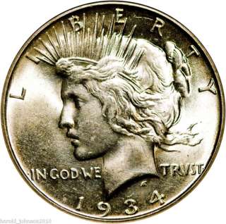 1934 D $1 Silver Peace Dollar AU 58 Det DDO LG D ANACS  