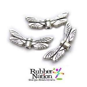  Dragonfly Wings Antique Silver Metal Beads Charms 10pc 