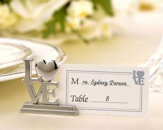 96 Silver LOVE Place Card Holders with Matching Place Card Wedding 
