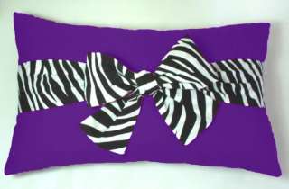 Black & Purple Zebra Stripe Throw Pillow Sofa Bed Zebra  