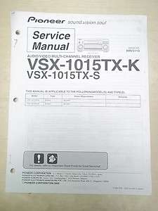 Pioneer Service Manual~VSX 1015TX K/S Receiver~Original~Repair  