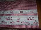 Red and Off White Check Tablecloth Cloth Cows Chickens 230x150cm 100% 
