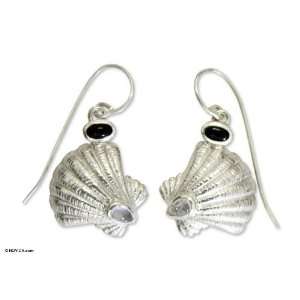  Moonstone and onyx earrings, Ocean Song Jewelry