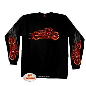   Hot Leathers Black Large Fire Bobber Long Sleeve T Shirt Automotive