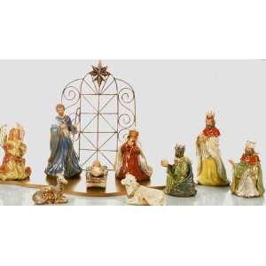   Nativity with Wood Base, 11 Piece Porcelain Set