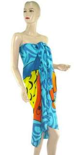 Blue Marine Life Print Sarong Pareo Skirt Dress Wrap  