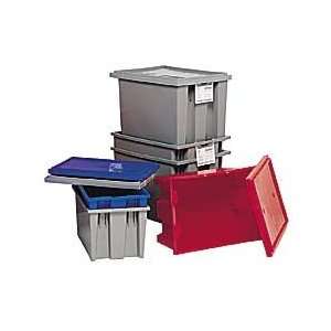  QUANTUM Stack and Nest Tote Boxes   Red   Lot of 3 Office 