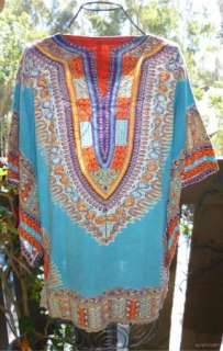   Dashiki Vintage 60s Blouse Psychedelic Hippy Ethnic Top Angel Tunic