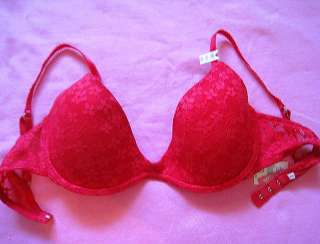 VICTORIAS SECRET PINK RED LACE PUSH UP BRA SIZE 34C NWT In brand 